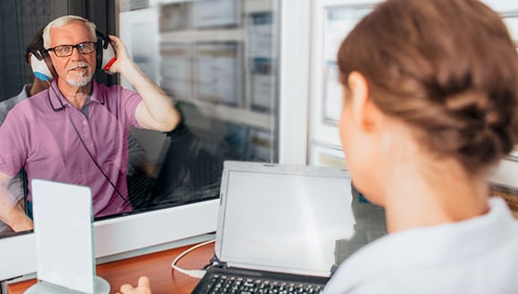 Man doing hearing test