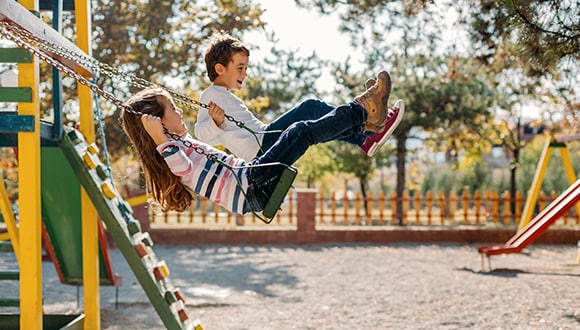 Children on a swing