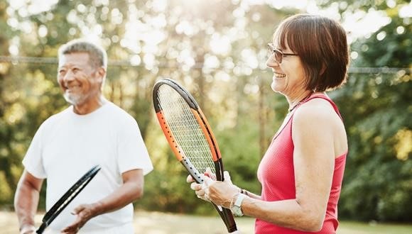 Tendonitis can be caused by repeated movements over time: A woman playing tennis