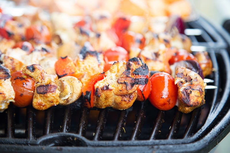Spiced chicken and tomato skewers