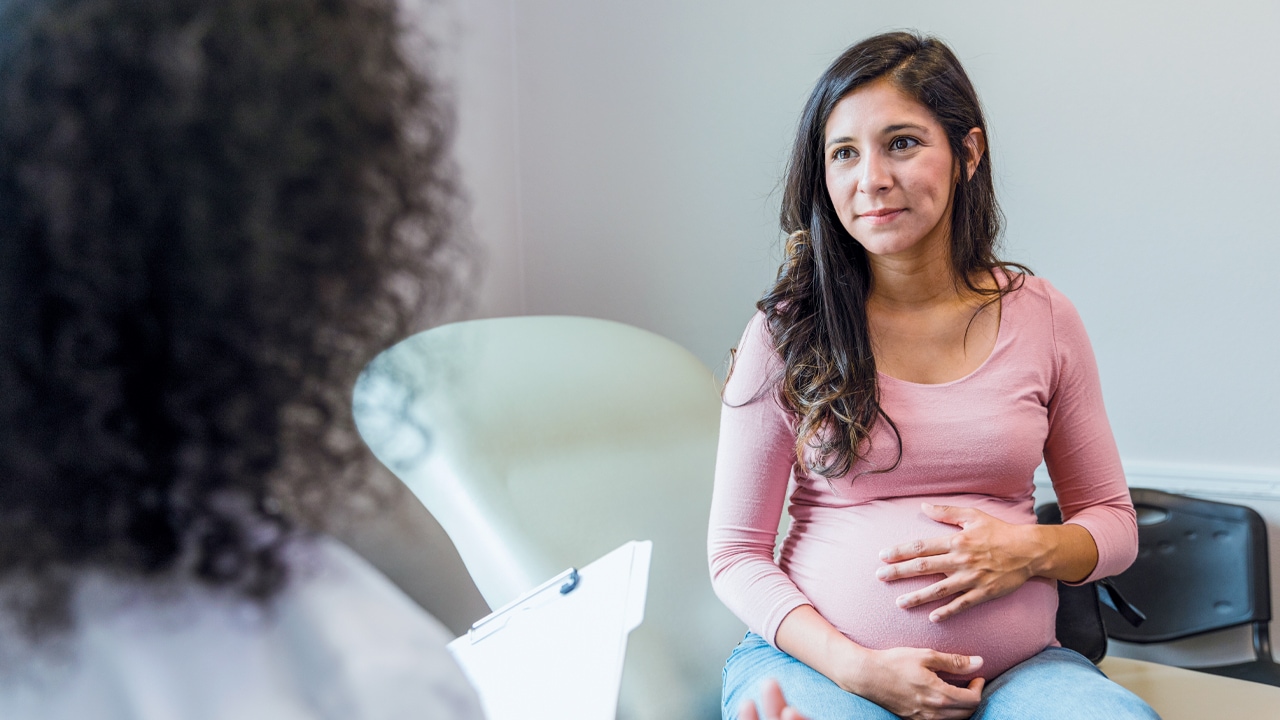 Pregnant woman in a doctor's waiting room