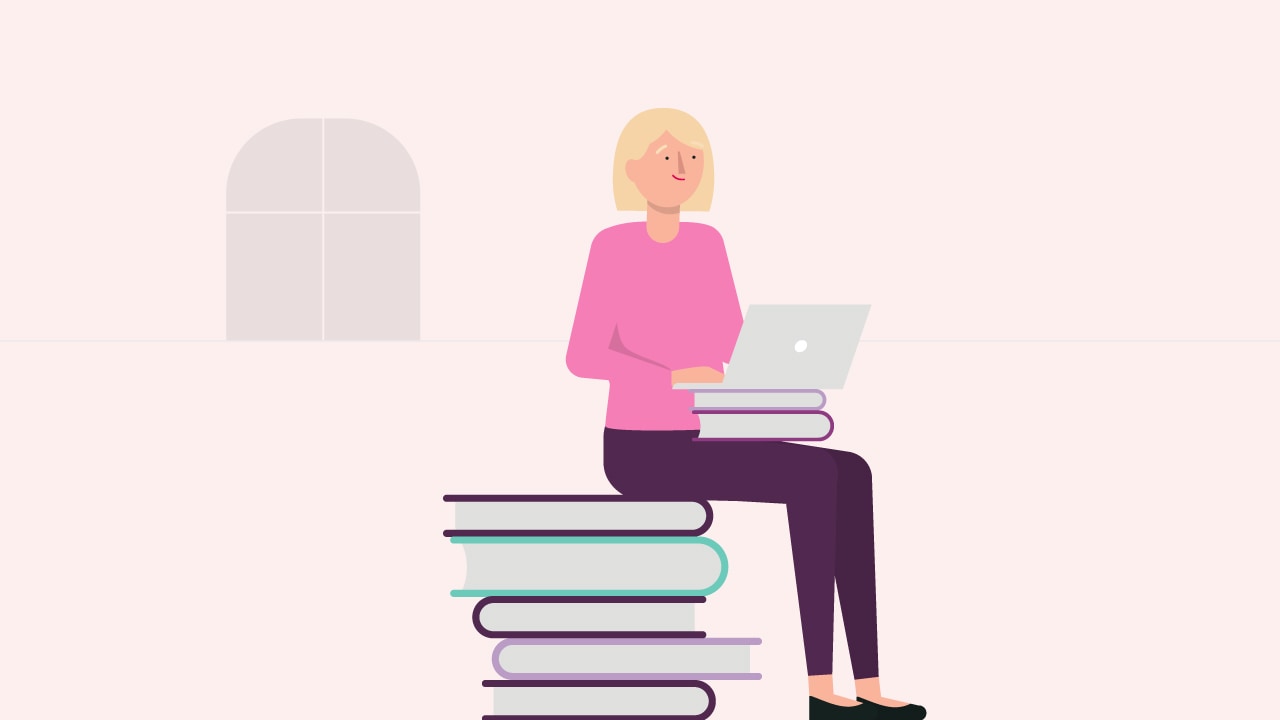 Illustration of a woman on a laptop