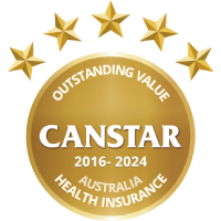 Canstar 2016-2024 outstanding value for health insurance award logo .